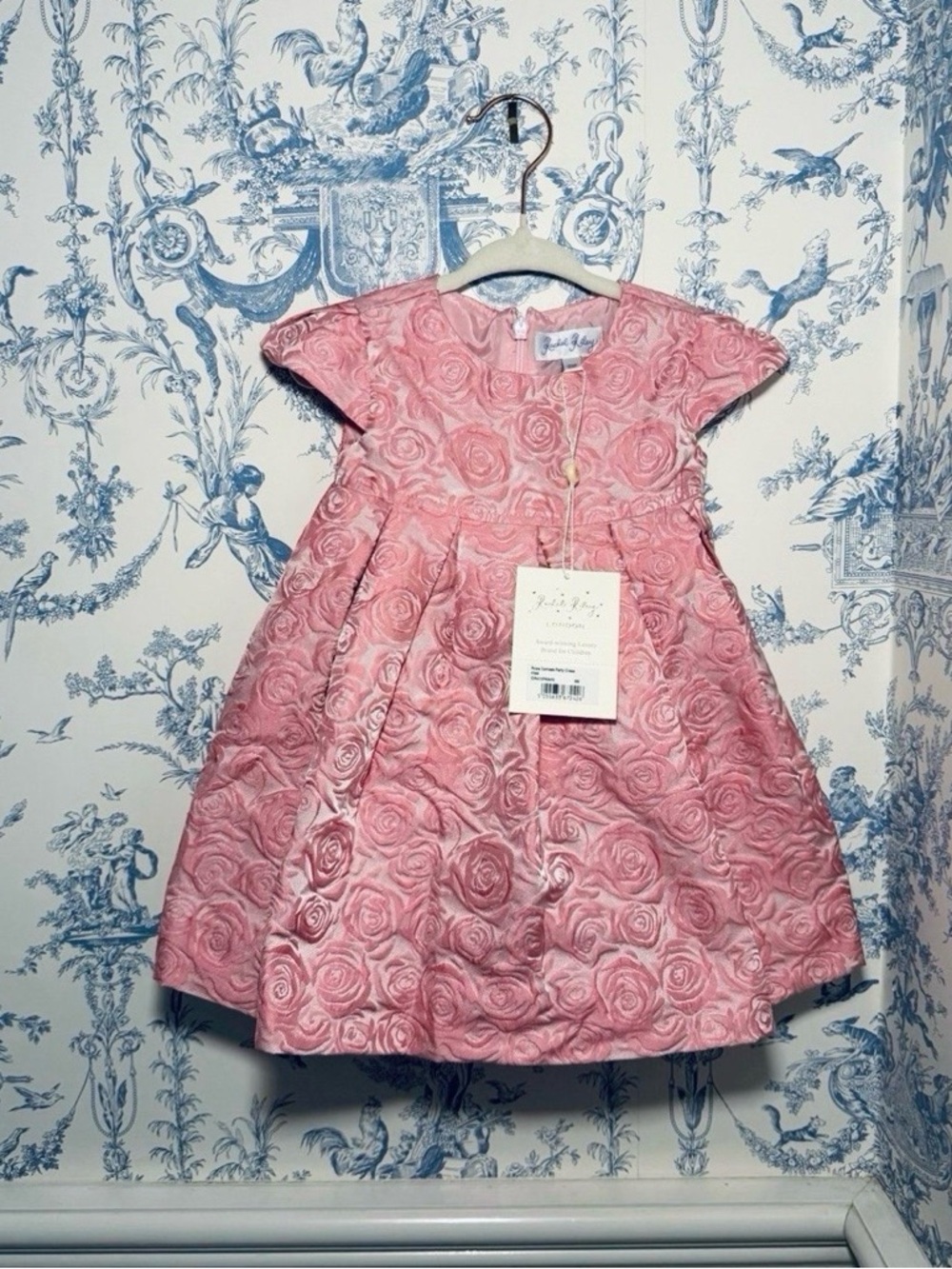 Rachel Riley Pink Rose Damask Dress NWT 6month $165 retail